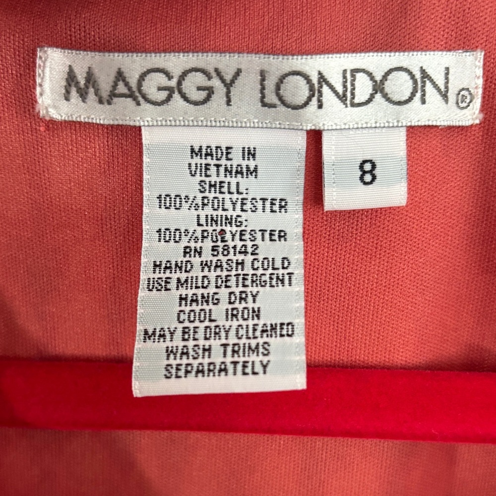 Maggy London Red and White Wrap Dress SZ 8 - Picture 4 of 7